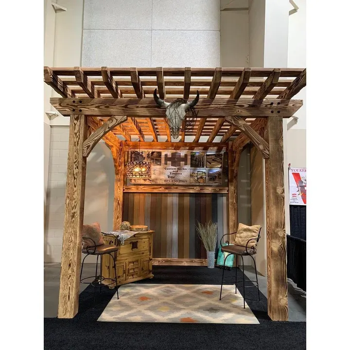 Compact decorative pergola displayed indoors