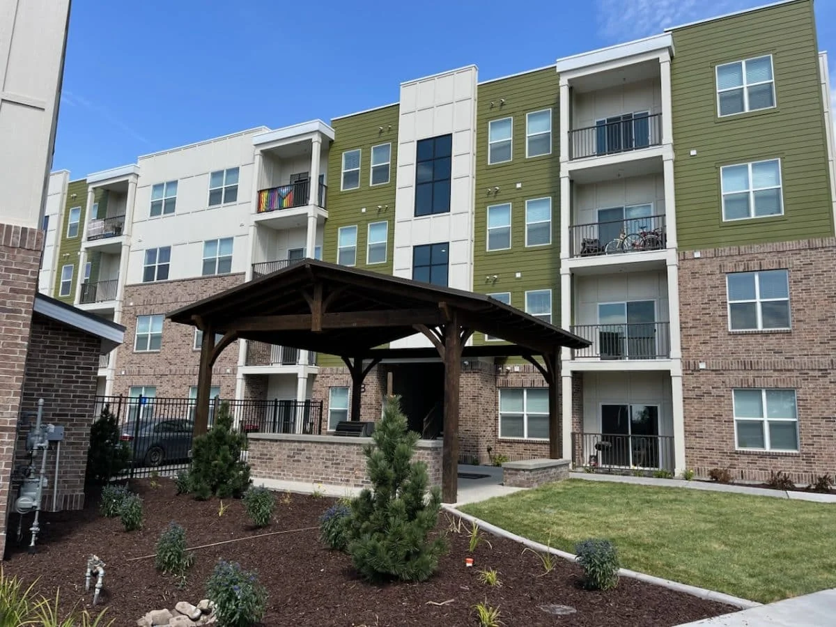 Timber pergola at a Utah multifamily property