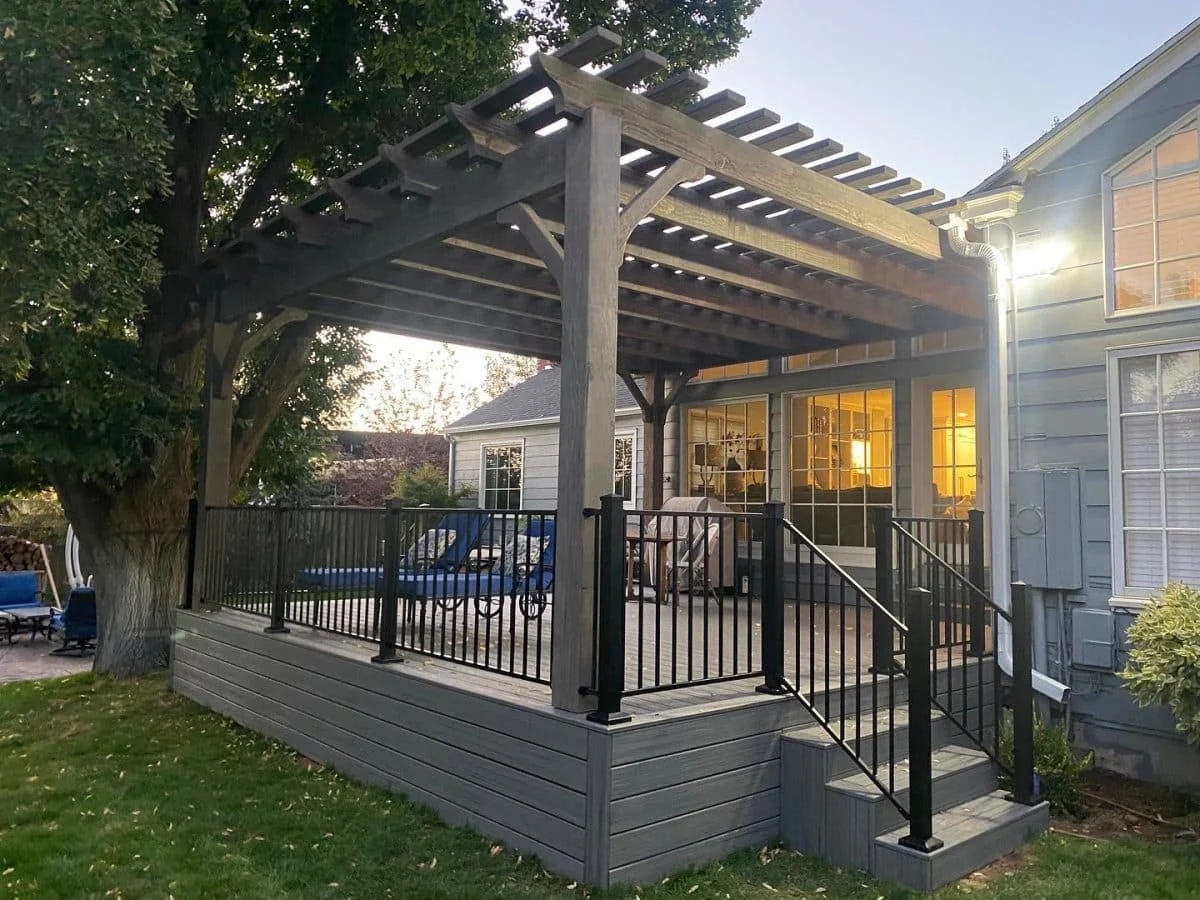 Finished timber pavilion at dusk
