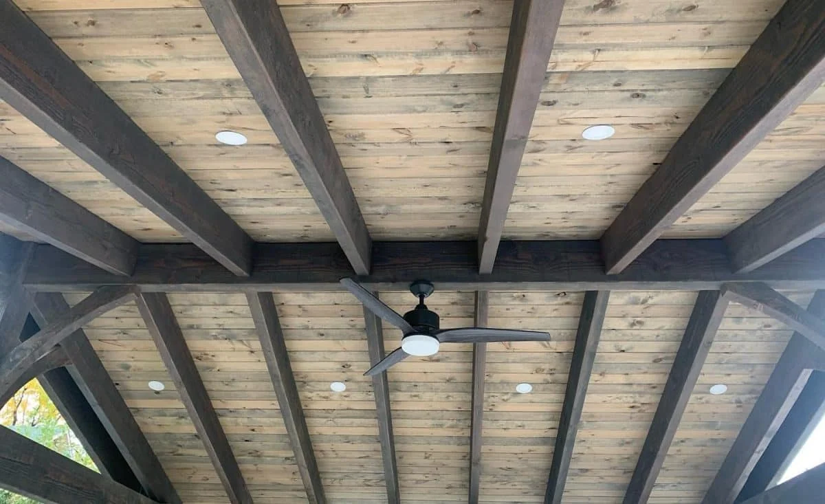 Finished timber pavilion ceiling and exposed beams